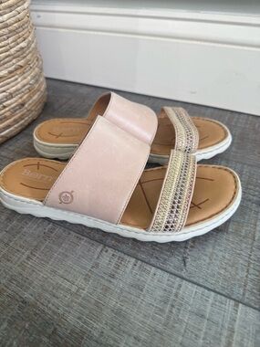 Born ashore slide sandals sz8 leather